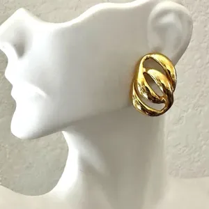 Gold tone circle link earrings thumbnail 1