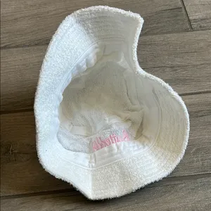 Butter White Terry Cloth Hat with Pink Logo thumbnail 4