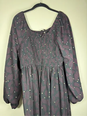 Lane Bryant NWT Smocked-Bodice Tie-Neck Maxi Dress Sz 18/20 Paisley thumbnail 11