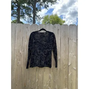 Bandolino Shirt Womens 1XL Black Fairy Light Grunge‎ Mesh Long Sleeve thumbnail 6
