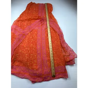 Finity Studio 100% silk Wrap dress vibrant pink‎ and orange floral Size 8 thumbnail 6