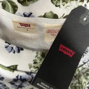 Levi’s Floral Pai‎ Blue Floral Sweatshirt Size Small NWT thumbnail 3