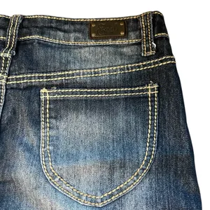 Earl Jean Denim Mini Skirt Dark Wash Distressed Y2K Western 90's Hippie Size 4 thumbnail 8