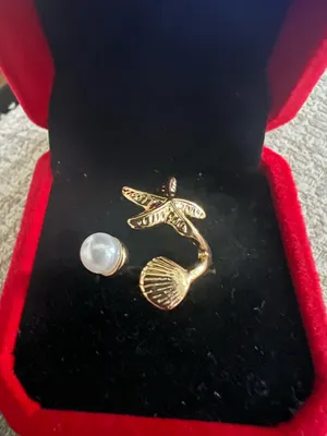 10k Gold Plated Imitation Pearl Starfish Shell Rings for Women Size 6 thumbnail 2