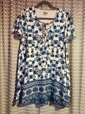 Show Me Your Mumu | Kylie Lace Up Dress in Casablanca Blues, Small thumbnail 2