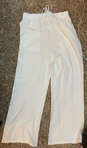 White Linen Pants Short Amazon thumbnail 1