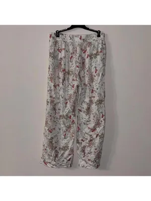 Vintage Jones New York off-white linen blend floral printed pants thumbnail 4