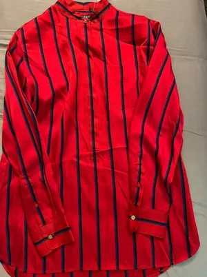Lauren Ralph Lauren Red Button up Long Sleeve Blouse Blue White Stripes NWT thumbnail 1
