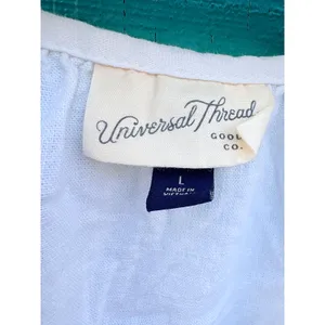 Universal Threads Womens White Linen Blend V-Neck‎ Short Sleeve Shift Dress L thumbnail 5