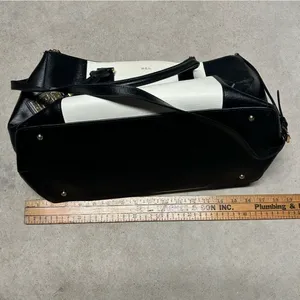 Lauren Ralph Lauren Newbury Black & White Large Double Zipper Shoulder Bag thumbnail 8