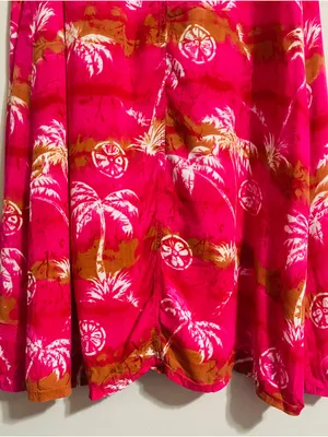 Vtg Desert Jems Hawaiian Boho Maxi Dress Rayon L Tropical 90s Pink Palm Print thumbnail 11