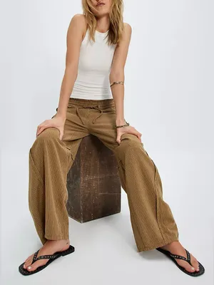 NWT Free People Something Good Pull-On Barrel Pants - leaf green army brown - XL thumbnail 6