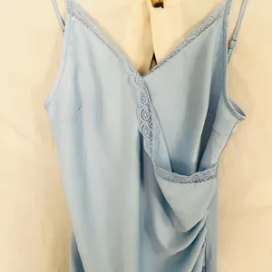 Urban Outfitters UO Margaux Blue Satin Lace Trim Slip Dress thumbnail 3
