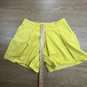 Maeve Anthropologie Pleated Shorts Women's 4 Yellow High Rise Cotton Stretch EUC thumbnail 7