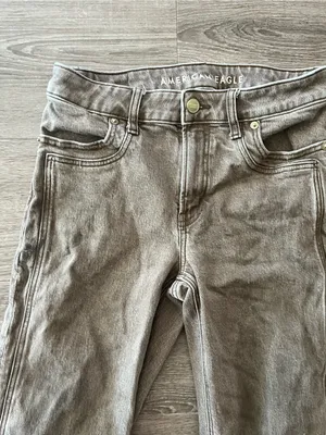 American Eagle Stovepipe Jeans Womens 2 Brown Taupe High Rise Straight Stretch thumbnail 4
