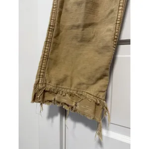 Free People Tan Distressed Utility Pants Frayed Hem Canvas Straight Leg Size 28 thumbnail 9