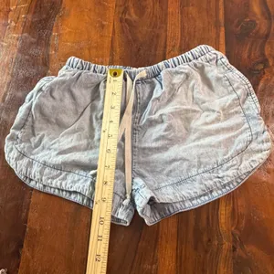 Aeropostale Womens XS Light Wash Tencel Cotton Dolphin Shorts Drawstring Blue thumbnail 5