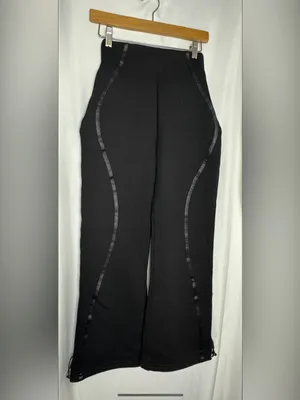 Maniere De Voir Sweatpants Womens Black Relaxed Fleece Zip Waist Drawcord Hem 4 thumbnail 3
