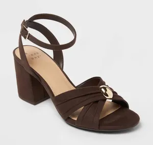 A New Day Size 8 Brown Bibi Strappy Peep Toe Heels thumbnail 1