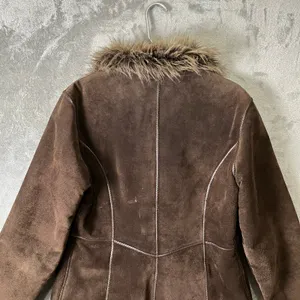 Vintage Penny Lane Shearling‎ Coat Fur Trim Boho Glam Leather Brown Medium thumbnail 4