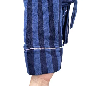 Victorias Secret Navy & Black Striped Embroidered Logo Belted Robe With Pockets thumbnail 7