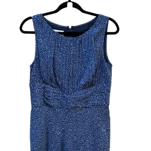 Talbots Size 8 100% Silk‎ Blue Sleeveless Floral Maxi Midi Dress thumbnail 3