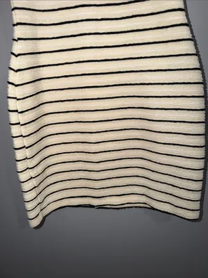 Amanda Uprichard Cream & Black Striped Sleeveless Knit Dress thumbnail 4