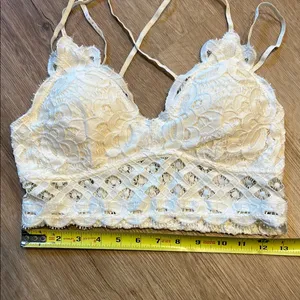 NWT- Altar’d State Ivory Lace Stretch Strappy Bralette Sz Large thumbnail 6