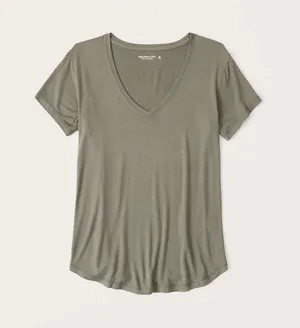 Abercrombie Olive Green Drapey V-Neck thumbnail 1