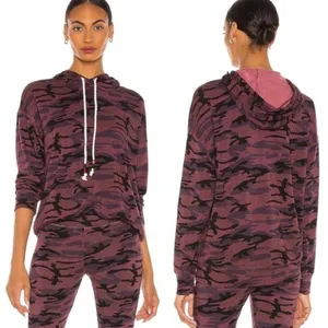 NWT Sundry Camo Boyfriend Hoodie in Plum 0‎ XS thumbnail 2