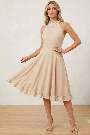 Ciel Beige Ruffled Hem Women's Skirt Size XS thumbnail 1