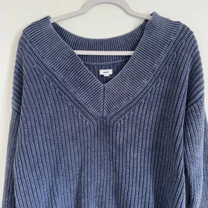 Aerie Blue Knit V Neck Oversized Relaxed Sweater Size XS thumbnail 4
