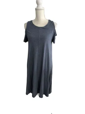 PARAPHRASE Blue Stretch Cold Shoulder Dress Size Medium thumbnail 6