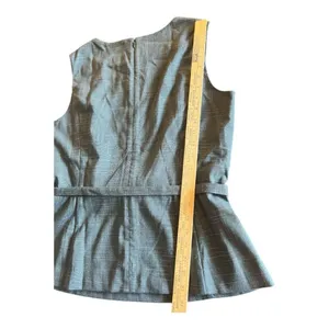 Ann Taylor Sleeveless Peplum Blouse Top Size 12 Green Back Zip Belted Office thumbnail 6