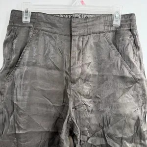 Anthropologie Shimmer Cargo Jogger Pants Womens Small Green Metallic Utility thumbnail 2
