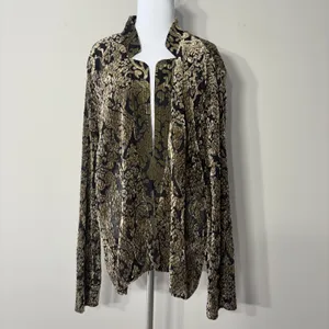 Chicos 3 Jacket Topper Womens XL Crinkle Velvet‎ Burnout Sheer Brown Whimsigoth thumbnail 11