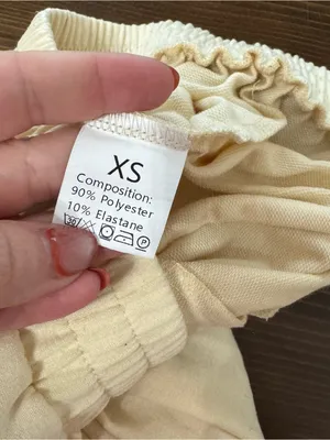 cream elastic-waist wide-leg lounge trousers. XS thumbnail 6