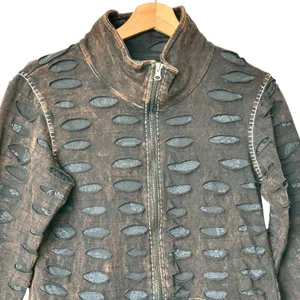The Pyramid Collection sweatshirt M Y2K Appliqués Cutwork Zip Front whimsigoth thumbnail 5