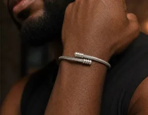 Twisted Cable Silver Open Cuff Bracelet thumbnail 3