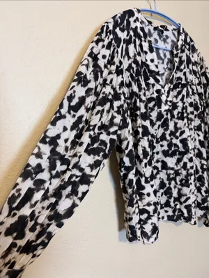 Rails Fable Long‎ Sleeve Animal Print Top Blurred Cheetah Size Large thumbnail 4