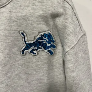 Detroit Lions sweatshirt! NFL gray sequin bedazzled logo hoodie size small! thumbnail 2