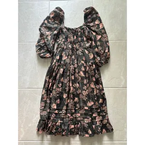 Ulla Johnson Isla Dress Womens 4 Green Floral Tiered Puff‎ Sleeve Boho Prairie thumbnail 6