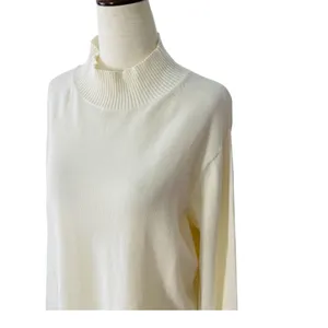 VINTAGE TALBOTS Beige Mock Neck Cotton Knit Top thumbnail 3