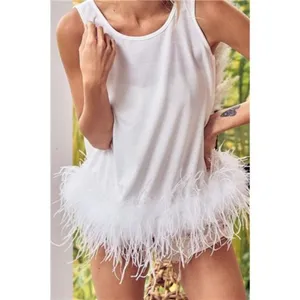 BiBi French Terry‎ Faux Feather Bottom Back Tied Top thumbnail 3