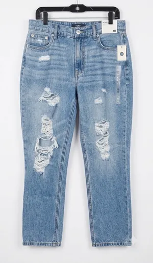 Aeropostale Womens High‎ Rise Distressed Mom Jeans Medium Wash Size 10 NWT thumbnail 1