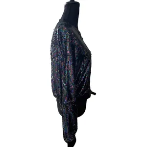 Allegra K Iridescent Sequin Bomber Jacket | Size Small thumbnail 7