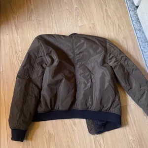 Zara Olive Bomber Jacket with Black Trim thumbnail 3