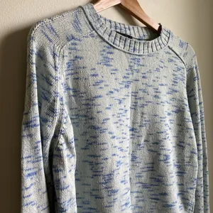 J.Crew Speckled Cotton Sweater (Sz XL) Sky Cabana Space Dye Blue thumbnail 3