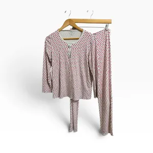 Roller Rabbit Heart Print pajama Loungewear Set Pink White size large thumbnail 2