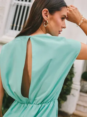 04C.- Light Blue Short Sleeve Straight Leg Romper. thumbnail 3